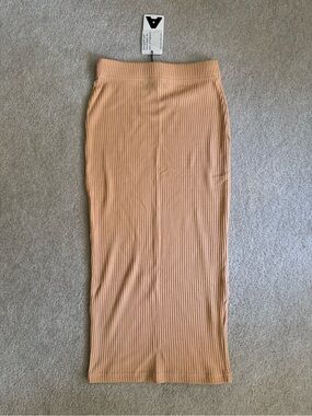 AYM Studio Ribbed Midi Skirt Beige/Blush